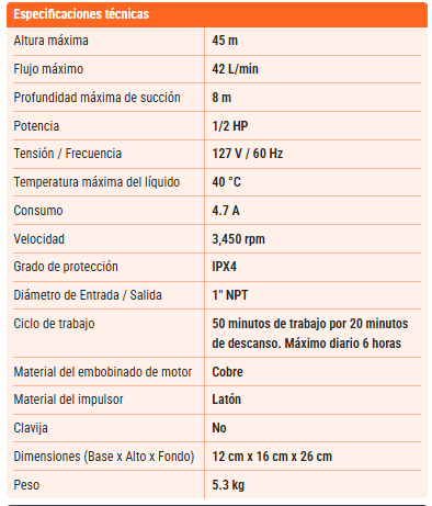 Bomba centrifuga 1/2 HP