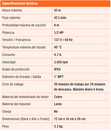 Bomba periférica 1/2HP