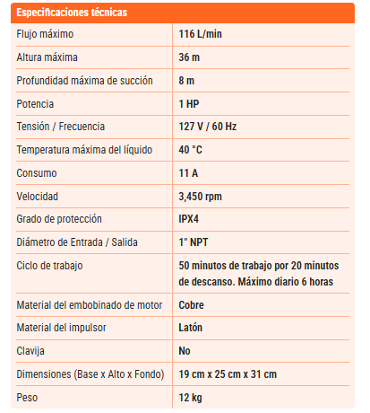 Bomba centrifuga 1 HP