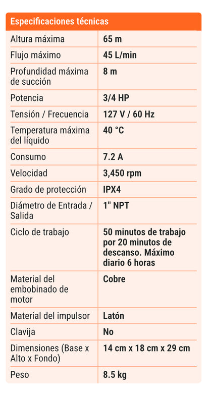 Bomba periférica 3/4